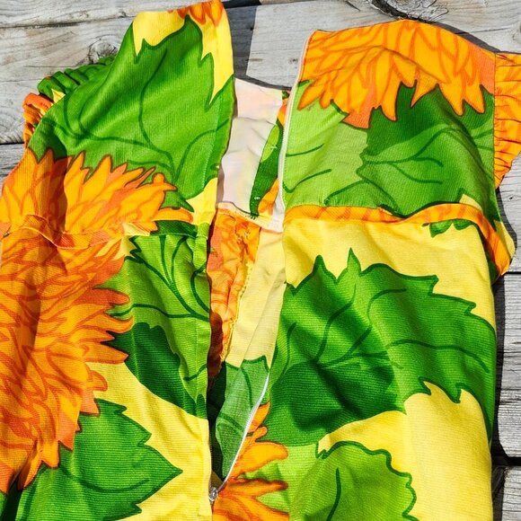 BEAUTIFUL Vintage Waltah Clarke Dress Psychedelic Kaftan Print 1960s MuMu TIKI - Picture 4 of 5